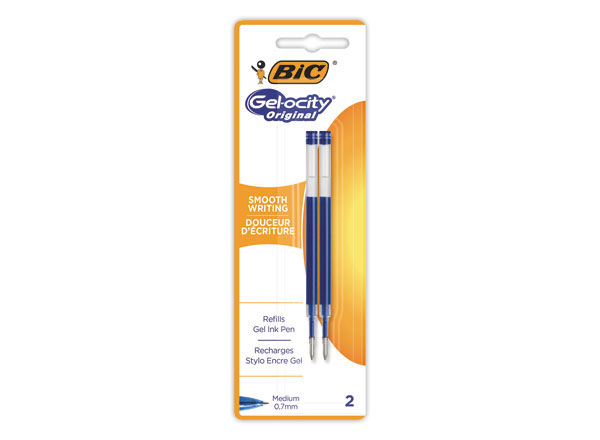1 Blister de 2 Recharges pour BIC Gel-ocity Quick Dry. Bleu