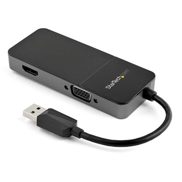 StarTech.com Adaptateur USB 3.0 vers HDMI VGA 1080p - Convertisseur 4K - Adaptateur vidéo - USB type A mâle pour HD-15 (VGA), HDMI femelle - noir, argent