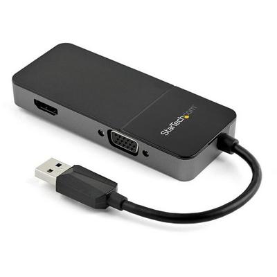 StarTech.com Adaptateur USB 3.0 vers HDMI VGA 1080p - Convertisseur 4K - Adaptateur vidéo - USB type A mâle pour HD-15 (VGA), HDMI femelle - noir, argent