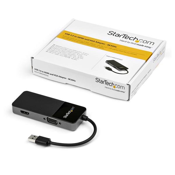 StarTech.com Adaptateur USB 3.0 vers HDMI VGA 1080p - Convertisseur 4K - Adaptateur vidéo - USB type A mâle pour HD-15 (VGA), HDMI femelle - noir, argent
