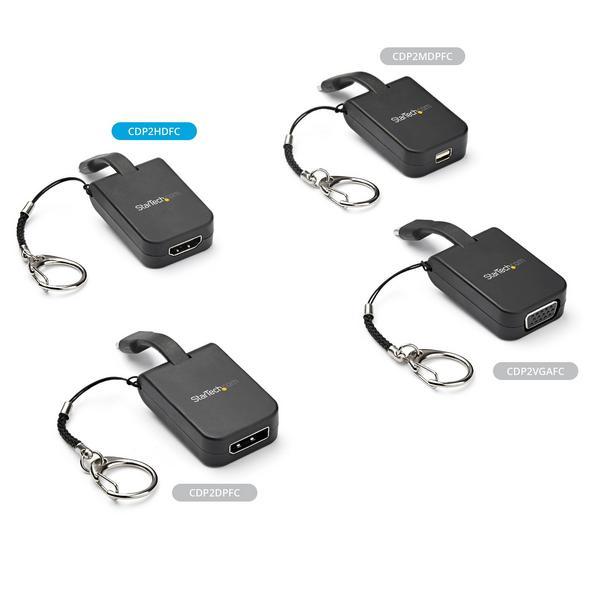 StarTech.com Compact USB C to HDMI Adapter, 4K 30Hz USB Type-C to HDMI 1.4 Video Display Converter with Keychain Ring, USB-C DP Alt Mode to HDMI Monitor Dongle, Thunderbolt 3 Compatible - USB-C Keychain Adapter (CDP2HDFC) - Adaptateur vidéo - 24 pin USB-C