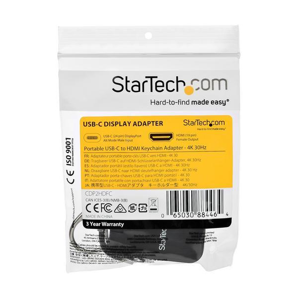 StarTech.com Compact USB C to HDMI Adapter, 4K 30Hz USB Type-C to HDMI 1.4 Video Display Converter with Keychain Ring, USB-C DP Alt Mode to HDMI Monitor Dongle, Thunderbolt 3 Compatible - USB-C Keychain Adapter (CDP2HDFC) - Adaptateur vidéo - 24 pin USB-C