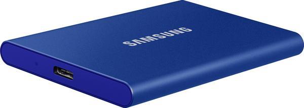 Samsung T7 MU-PC1T0H - SSD - chiffré - 1 To - externe (portable) - USB 3.2 Gen 2 (USB-C connecteur) - AES 256 bits - bleu indigo