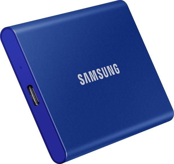 Samsung T7 MU-PC1T0H - SSD - chiffré - 1 To - externe (portable) - USB 3.2 Gen 2 (USB-C connecteur) - AES 256 bits - bleu indigo