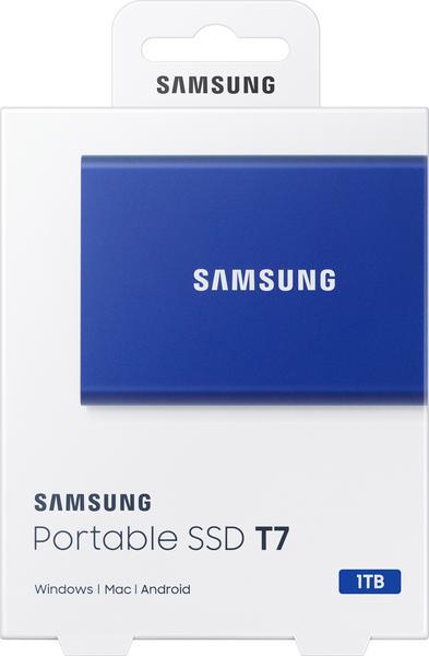 Samsung T7 MU-PC1T0H - SSD - chiffré - 1 To - externe (portable) - USB 3.2 Gen 2 (USB-C connecteur) - AES 256 bits - bleu indigo