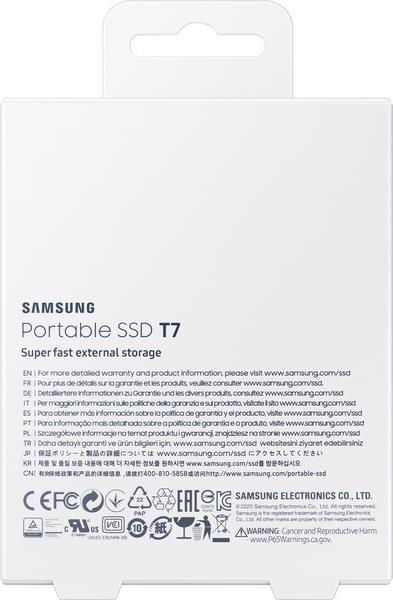 Samsung T7 MU-PC1T0H - SSD - chiffré - 1 To - externe (portable) - USB 3.2 Gen 2 (USB-C connecteur) - AES 256 bits - bleu indigo
