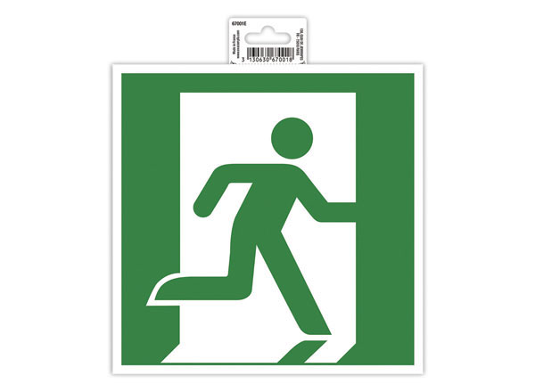 1 Panneau adhésif évacuation droite 20 cm - Vert