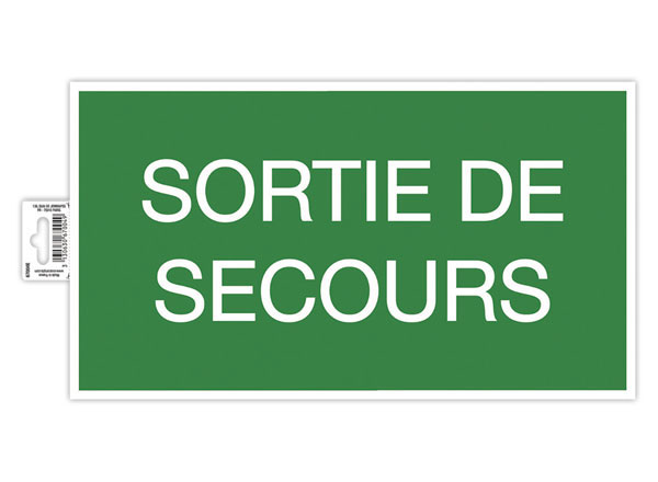 1 Panneau adhésif Issue de Secours 35 cm- Vert