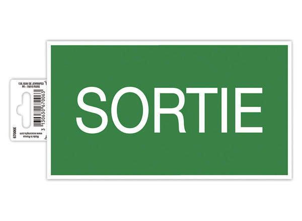 1 Panneau adhésif Sortie 20 cm - Vert