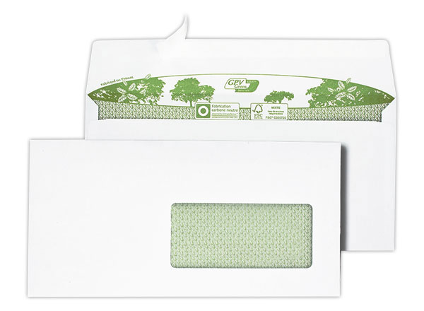 1 Boite de 500 Enveloppes blanches bande siliconnée 110x220 90G Fenêtre 45x100 recycl
