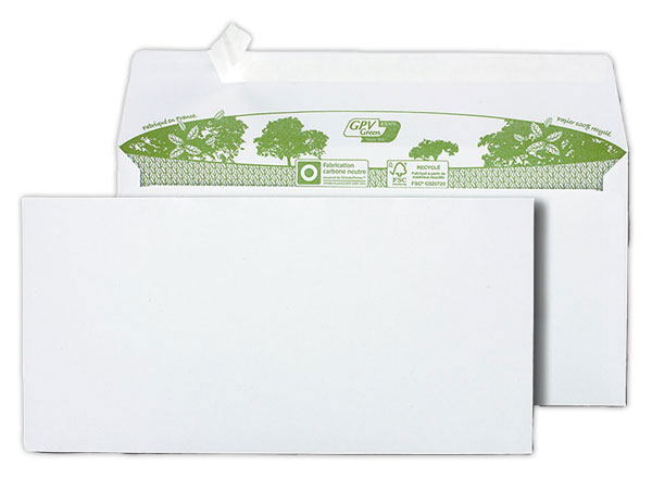 1 Boite de 500 Enveloppes blanches bande siliconnée 110x220 90G recyclé