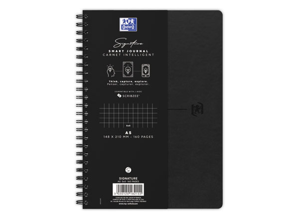 1 Cahier Signature broché A5 160 pages 5x5. Noir