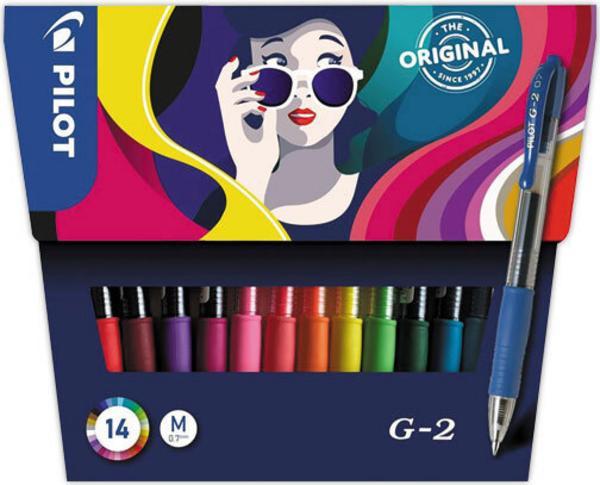 1 Boite de 14 Stylo bille gel rétractable PILOT G2