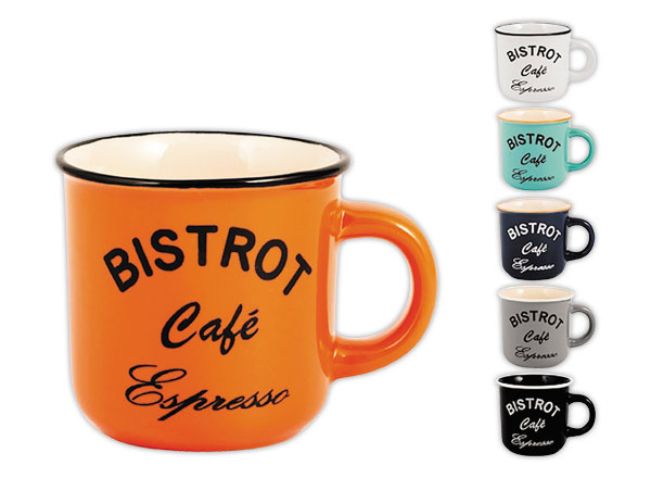 1 Carton de 6 Tasses à café grès 12 cl - coloris assortis