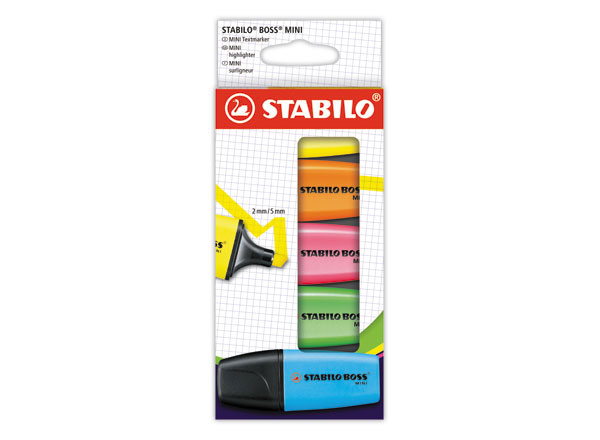 1 Lot de 5 surligneurs STABILO Boss Mini