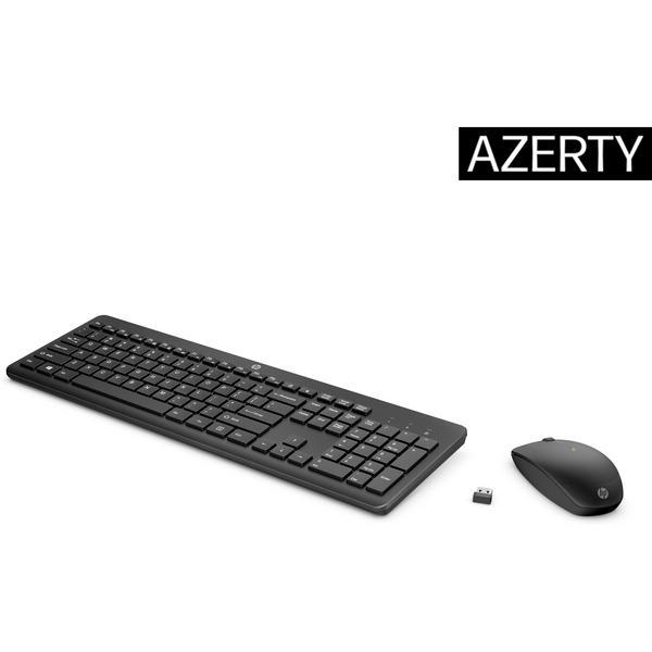 Ensemble clavier et souris - sans fil - Français - Noir pour HP 21, 22, 24, 27, Pavilion 24, 27, TP01, Portable 14, 15