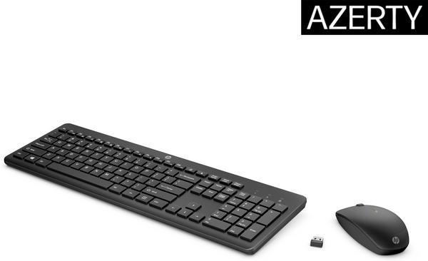 Ensemble clavier et souris - sans fil - Français - Noir pour HP 21, 22, 24, 27, Pavilion 24, 27, TP01, Portable 14, 15