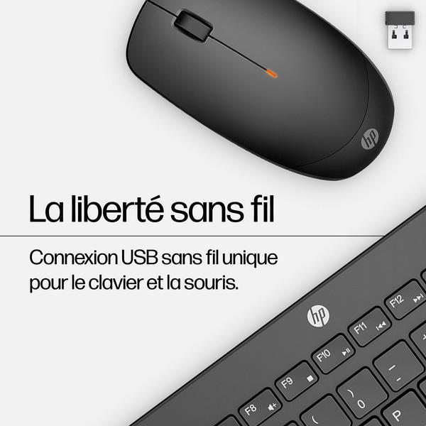 Ensemble clavier et souris - sans fil - Français - Noir pour HP 21, 22, 24, 27, Pavilion 24, 27, TP01, Portable 14, 15