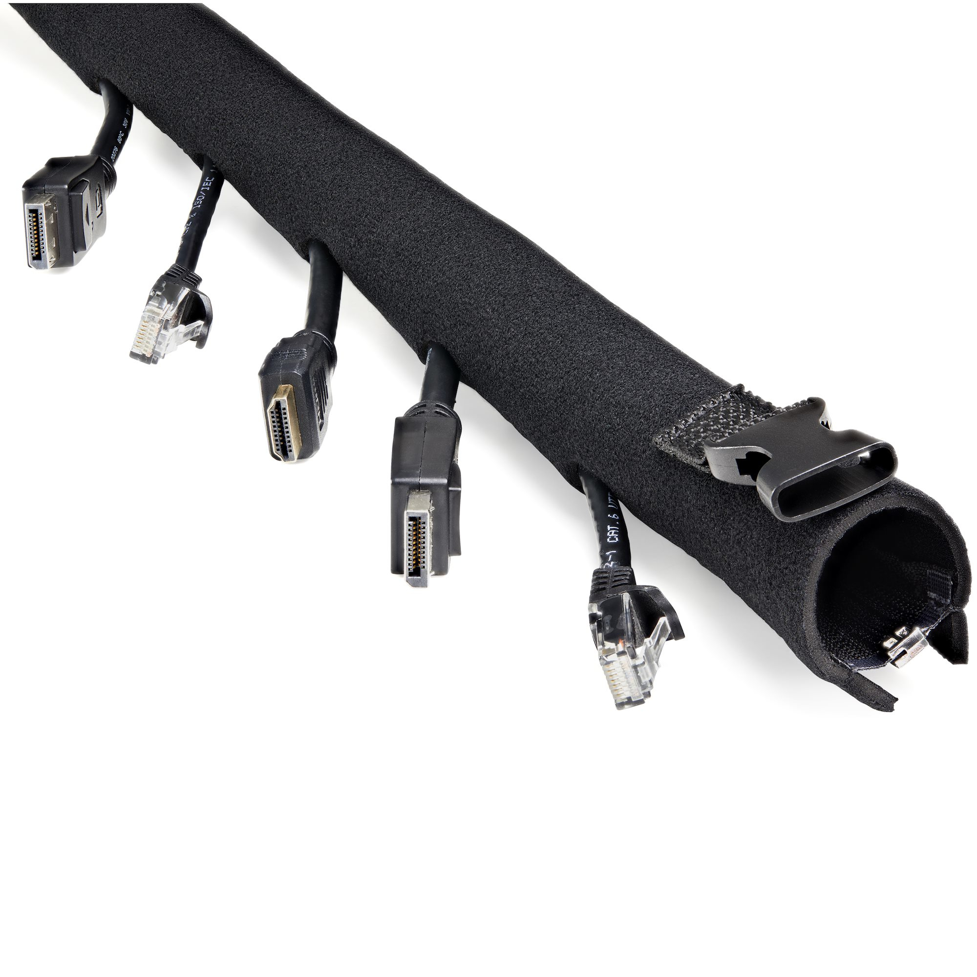 StarTech.com Housse Passe Câbles Néoprène 1m - Fermeture Éclair et Boucle - Diamètre 3cm - Protection Câbles Ordinateur/Alimentation/Réseau/AV - Housse Passe Câbles Flexible - Noir (WKSTNCMZP) - Manchon de gestion des câbles - noir - 1 m