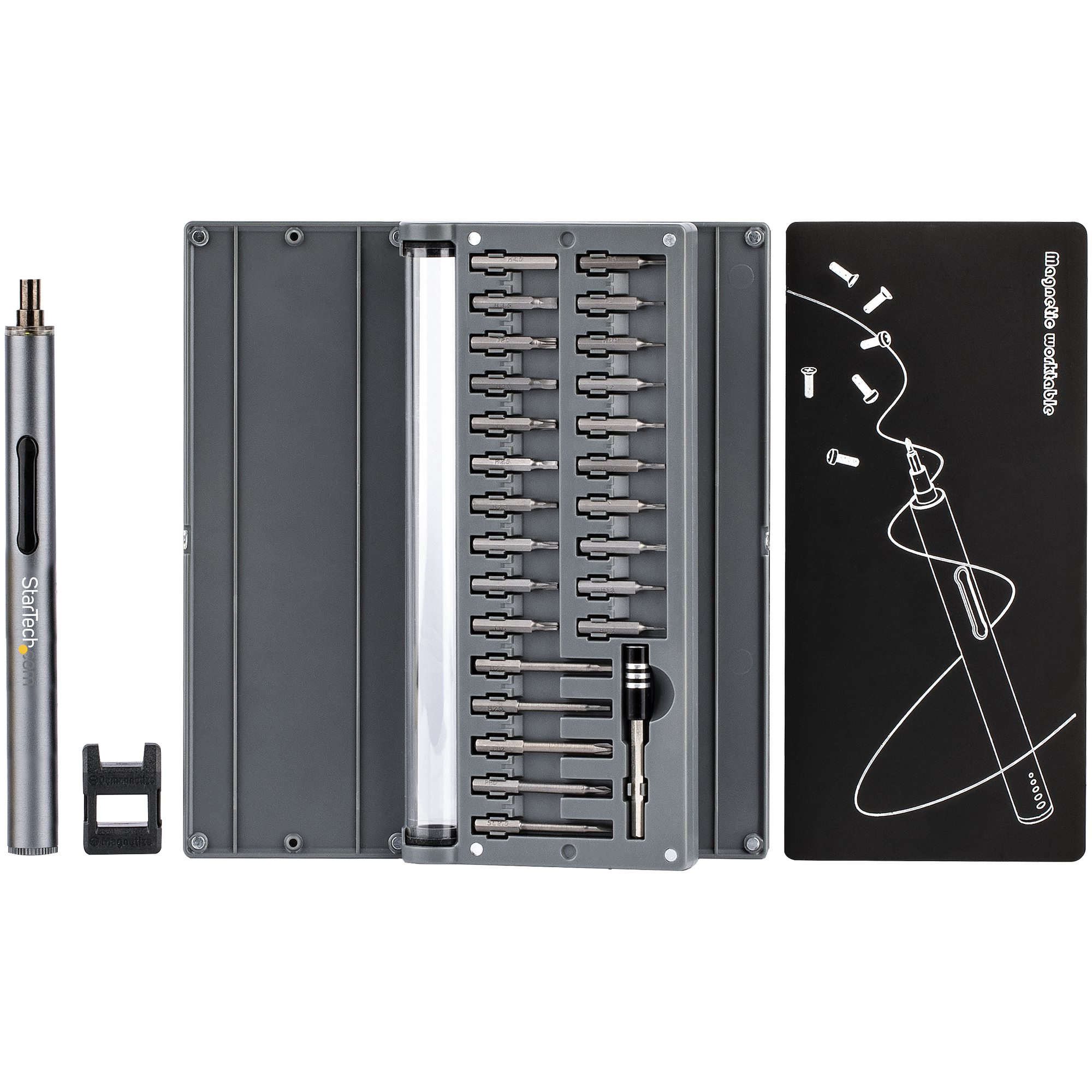 StarTech.com 55-Bit Electric Precision Screwdriver Set - Portable Cordless Battery Powered Bit Driver Kit for Electronics, Laptop, Computers, Tablet & Phone Repairs - Magnetic Work Pad - Tournevis de précision électrique - sans fil 4 mm - 0.35 N·m - 2 bat