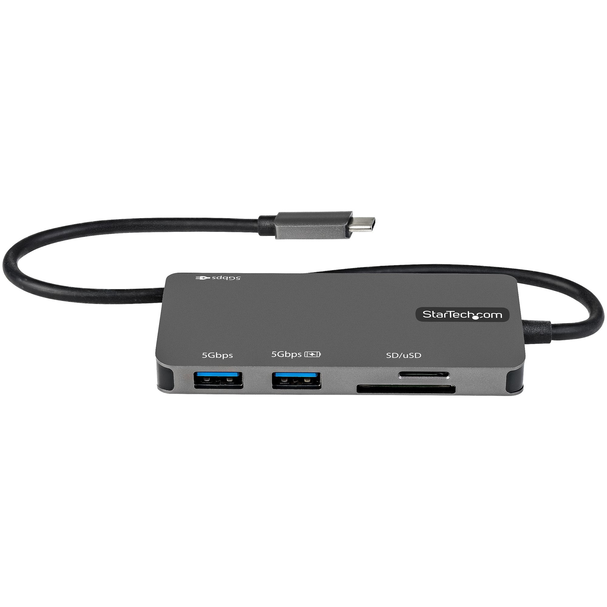 StarTech.com Adaptateur Multiport USB-C - USB Type C vers HDMI 4K, Alimentation 100W Passthrough, SD/MicroSD, Hub USB 3 Ports USB 3.0 - Mini Dock USB-C - Câble Intégré 30cm (DKT30CHSDPD) - Station d'accueil - USB-C / Thunderbolt 3 - HDMI
