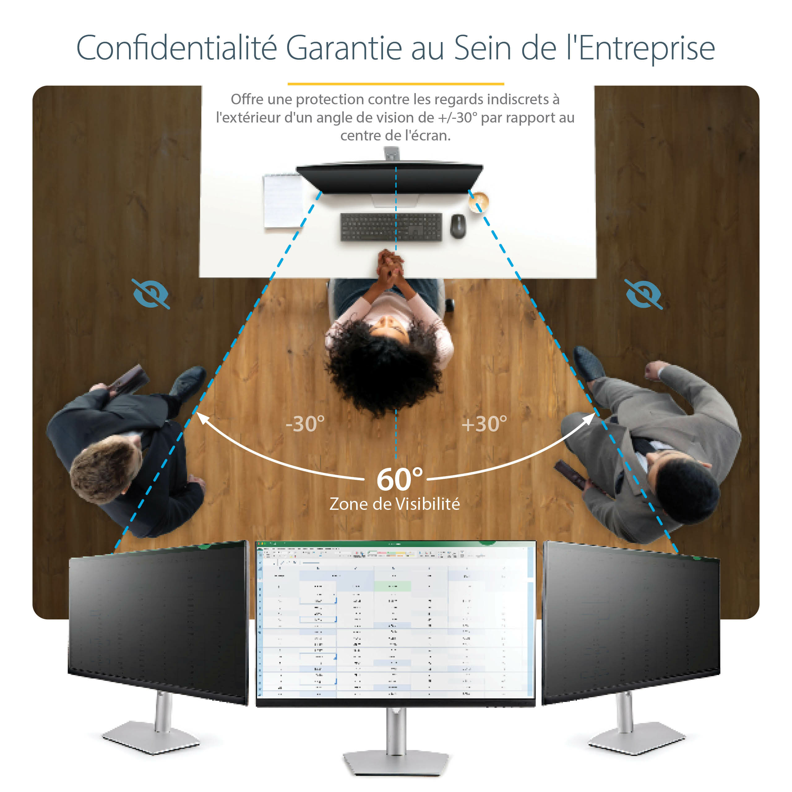 StarTech.com Filtre Confidentialité Écrans 19" - Écran Confidentialité Ordinateur - Filtre Ordinateur Réduction Lumière Bleue - Écrans Larges 16:10 Mat/Brilliant - +/- 30 Deg (PRIVACY-SCREEN-19M) - Filtre anti-indiscrétion - à double sens - amovible - mod