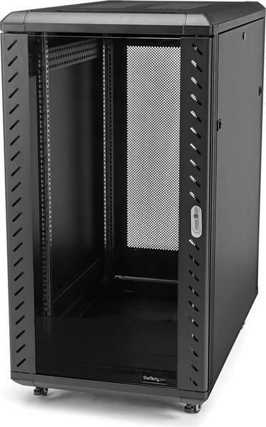StarTech.com Baie Informatique 19" 32U - Profondeur Réglable 6-32" - Emballage Compact - Baie Serveur Vitrée 4 Colonnes Vérouillable - Roulettes - Réseau/Data/AV - Capacité 800kg (RK3236BKF) - Rack armoire - 4 montants - sur le sol - noir - 32U - 19"