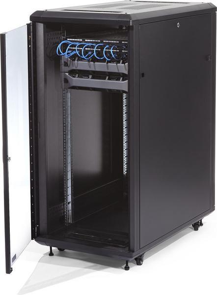 StarTech.com Baie Informatique 19" 32U - Profondeur Réglable 6-32" - Emballage Compact - Baie Serveur Vitrée 4 Colonnes Vérouillable - Roulettes - Réseau/Data/AV - Capacité 800kg (RK3236BKF) - Rack armoire - 4 montants - sur le sol - noir - 32U - 19"