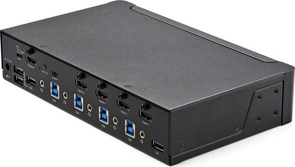 StarTech.com Commutateur KVM HDMI à 4 Ports - 1 Moniteur 4K 60Hz Ultra HDR - KVM de Bureau HDMI 2.0 avec Hub USB 3.0 à 2 Ports (5Gbps) et 4x USB 2.0 HID, Audio - TAA (SV431HU34K6) - Commutateur écran-clavier-souris/audio - 4 x KVM / audio - 1 utilisateur