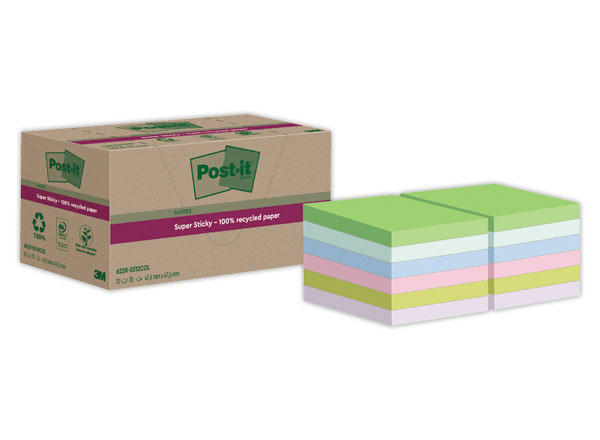 1 Boite de 12 Blocs Post-It 4,76 X 4,76 cm, 70 feuilles- assortis
