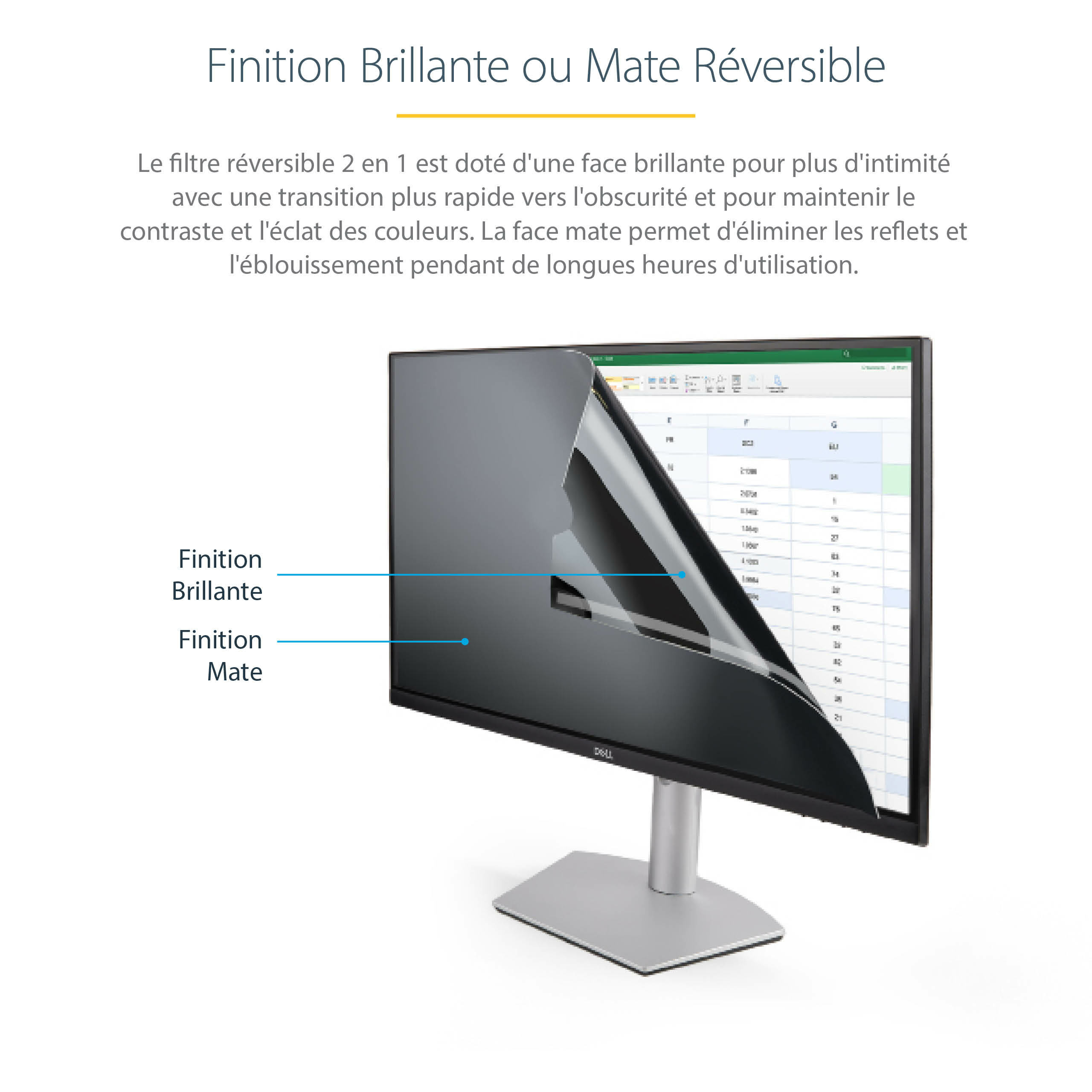 StarTech.com Filtre Confidentialité Écrans 23,8" - Écran Confidentialité Ordinateur - Filtre Réduction Lumière Bleue - Écrans Larges 16:9 Mat/Brilliant - +/- 30 Deg (PRIVACY-SCREEN-23.8MB) - Filtre anti-indiscrétion - à double sens - amovible - module d'e