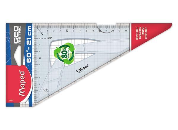 1 Equerre 60° grand côté 21 cm - GEOMETRIC, en plastique recyclé