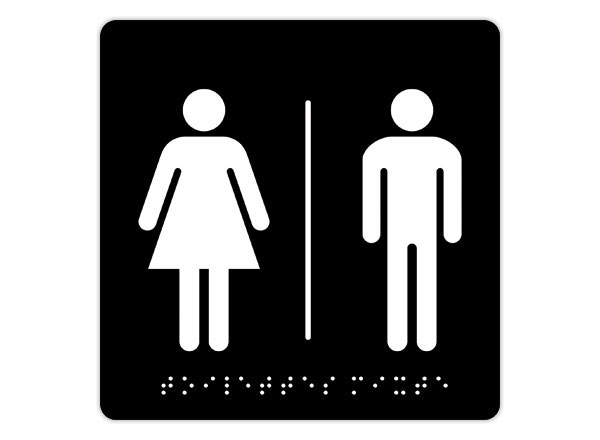 1 Plaque de signalisation "Toilettes Mixtes" en Braille  PAVO
