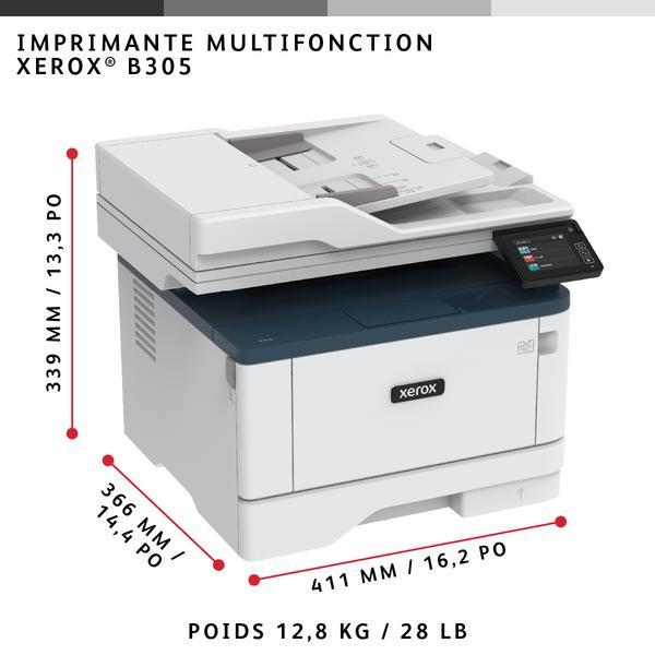 Xerox B305V_DNI - Imprimante multifonctions - Noir et blanc - laser - Legal (216 x 356 mm) (original) - A4/Legal (support) - jusqu'à 38 ppm (copie) - jusqu'à 38 ppm (impression) - 350 feuilles - USB 2.0, LAN, Wi-Fi(n) - programme de retours Green World Al