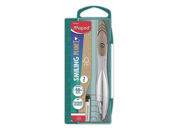 1 Coffret compas mine 2 mm SMILING PLANET en bois FSC