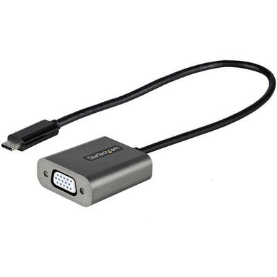 StarTech.com Adaptateur USB C vers VGA - Dongle USB-C 1080p vers VGA - Convertisseur USB-C (DP Alt Mode) vers Écrans/Affichages VGA  - Comp. Thunderbolt 3 - Câble Intégré 30cm (CDP2VGAEC) - Adaptateur vidéo - 24 pin USB-C mâle pour HD-15 (VGA) femelle - 3