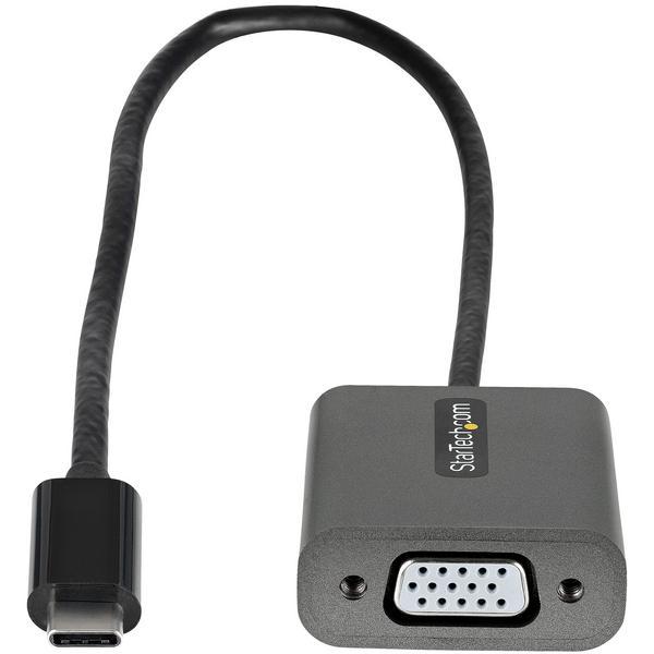 StarTech.com Adaptateur USB C vers VGA - Dongle USB-C 1080p vers VGA - Convertisseur USB-C (DP Alt Mode) vers Écrans/Affichages VGA  - Comp. Thunderbolt 3 - Câble Intégré 30cm (CDP2VGAEC) - Adaptateur vidéo - 24 pin USB-C mâle pour HD-15 (VGA) femelle - 3