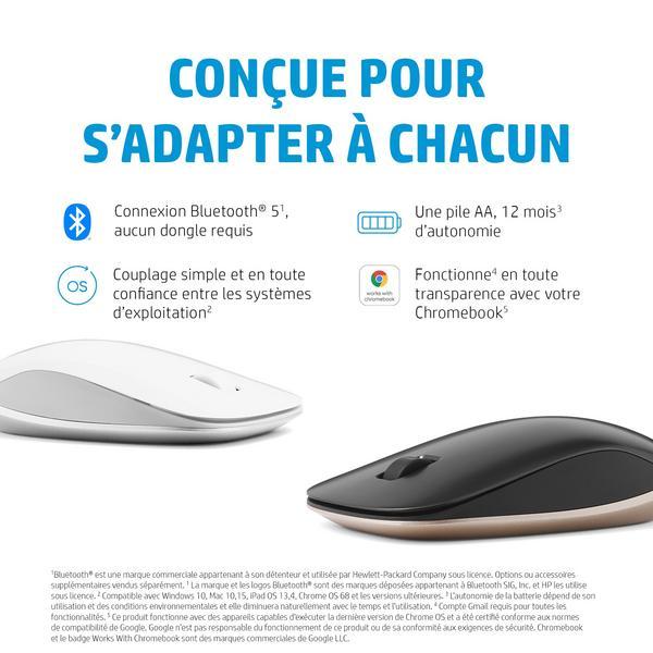 HP 410 Slim - Souris - droitiers et gauchers - 3 boutons - sans fil - Bluetooth 5.0 - argent cendré - pour Laptop 15, 15s