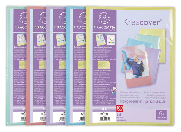 1 Protège-documents personnalisables Kreacover Pastel-50 poches - Assort