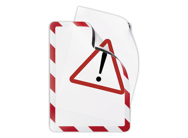 1 Lot de 2 Pochettes d'affichage magnétiques Security A4 rouge/blanc  DJOIS