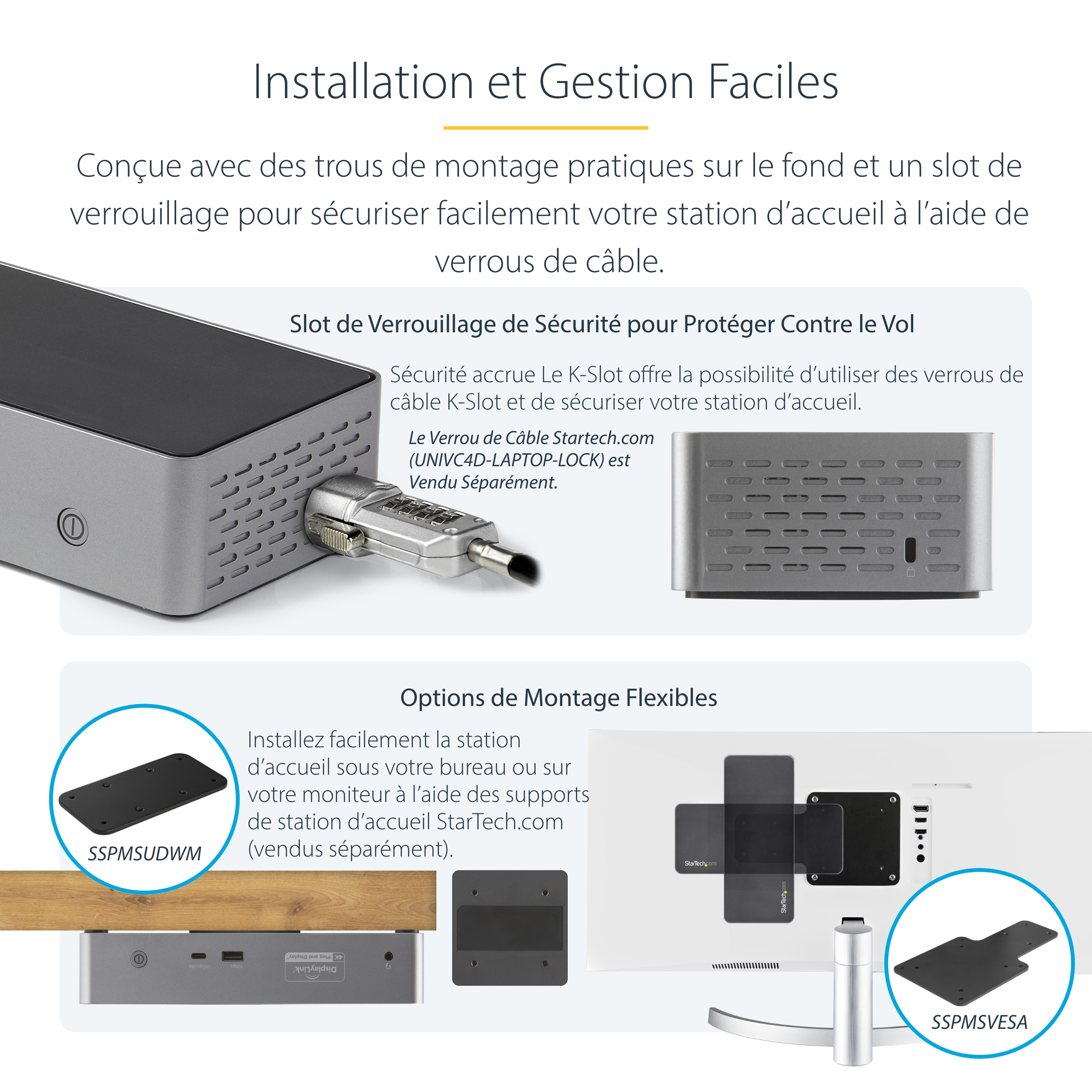 StarTech.com Dock USB-C - Quadruple Écran DP/HDMI - 1x USB-C & 3x USB-A - Station d'accueil - USB-C 3.2 Gen 2 / Thunderbolt 3 - 4 x DP, 4 x HDMI - 1GbE