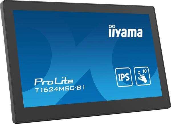 iiyama ProLite T1624MSC-B1 - Écran LED - 15.6" - écran tactile - 1920 x 1080 Full HD (1080p) - IPS - 450 cd/m² - 800:1 - 25 ms - HDMI - haut-parleurs - noir, mat