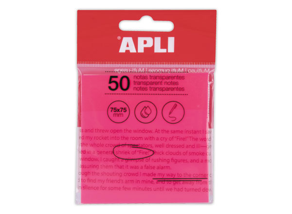 1 Paquet 50 feuilles de notes adhésives transparentes 75x75 mm roses