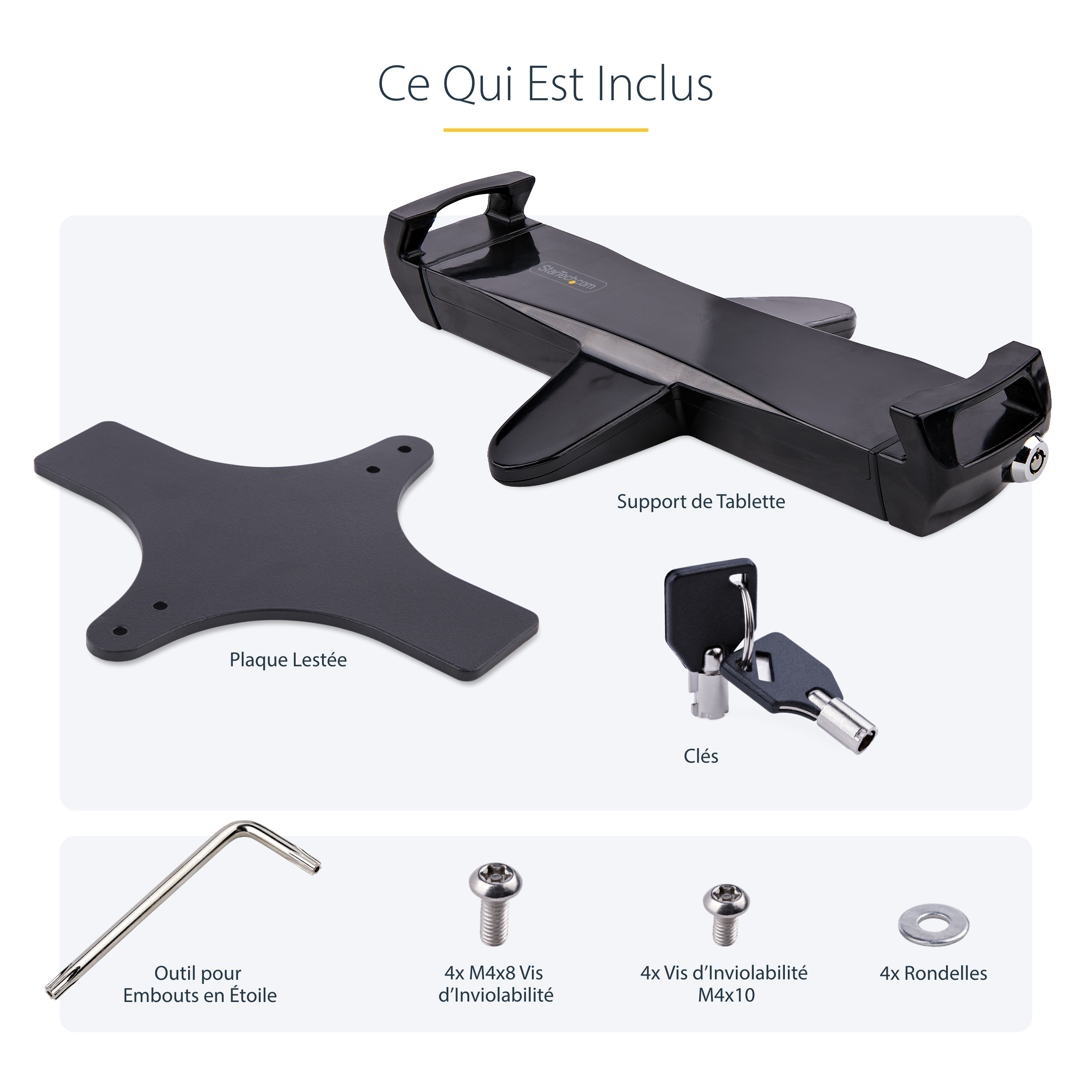 StarTech.com Adaptateur de Montage VESA Tablettes de 7,9 à 12,5", Antivol - Kit de montage (support de sécurité pour tablette, plaque lestée) - pour tablette - verrouillable - acier, plastique - noir - Taille d'écran : 7.9" - 12.5" - montable sur bras, mo