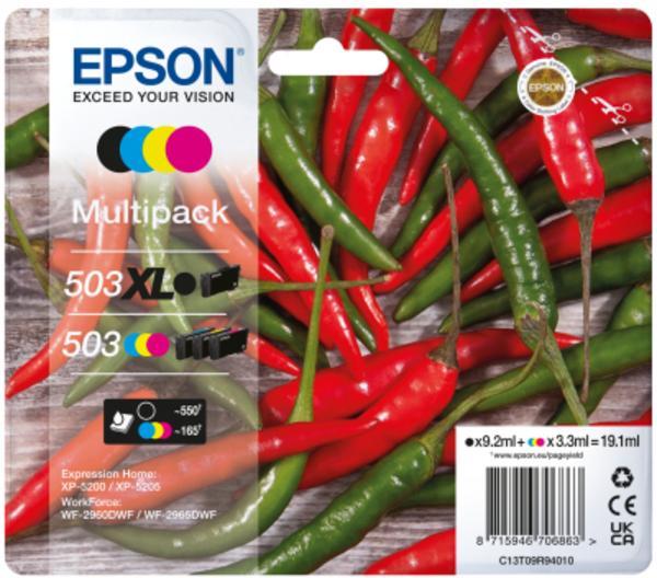 Epson 503 XL Multipack - Pack de 4 - XL - noir, jaune, cyan, magenta - original - emballage coque avec alarme radioélectrique/ acoustique - cartouche d'encre - pour Expression Home XP-5200, XP-5205, WorkForce WF-2960DWF, WF-2965DWF