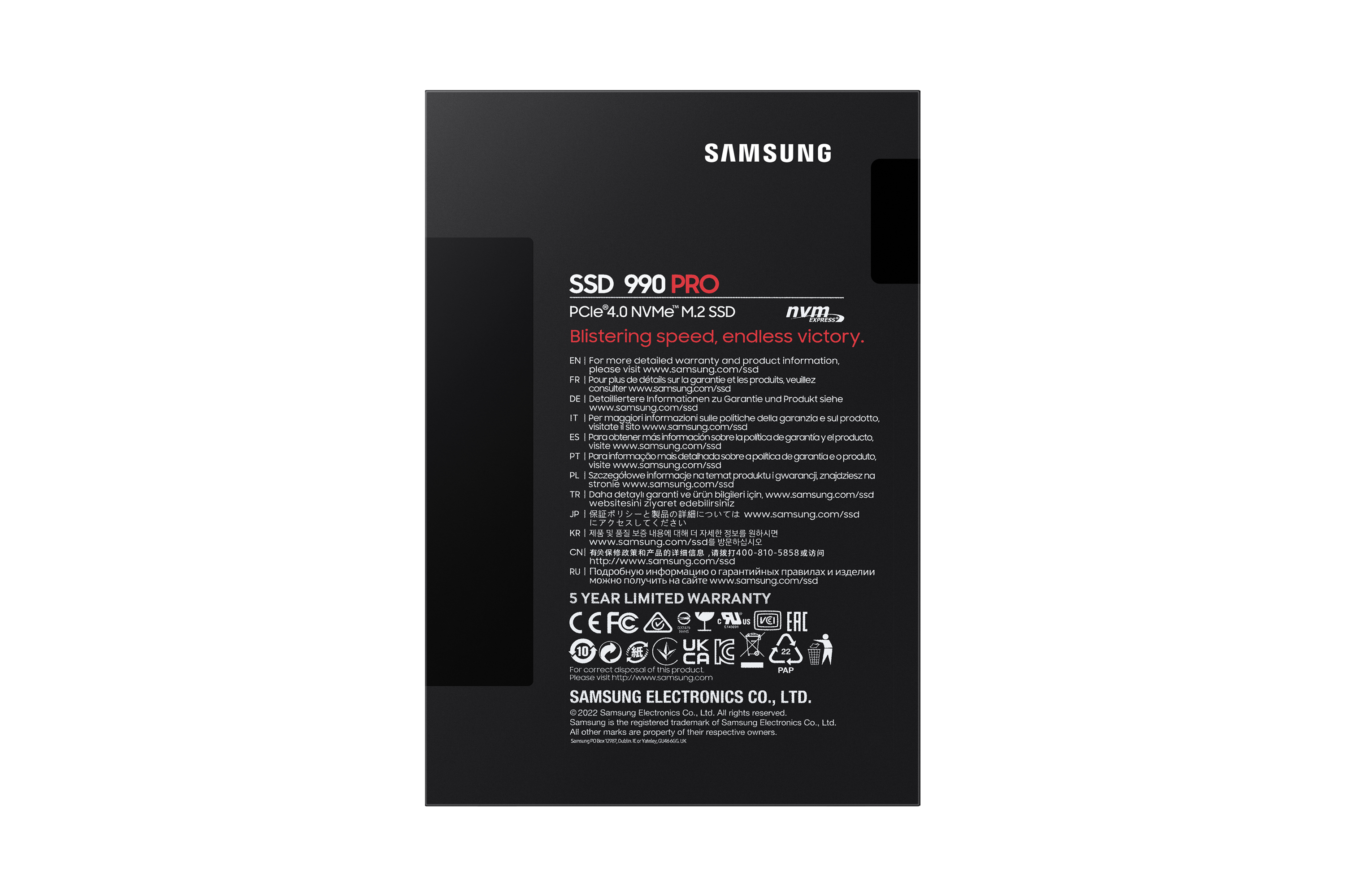 Samsung 990 PRO MZ-V9P2T0BW - SSD - chiffré - 2 To - interne - M.2 2280 - PCIe 4.0 x4 (NVMe) - AES 256 bits - TCG Opal Encryption 2.0