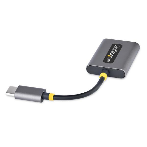 StarTech.com Adaptateur Casque USB-C, Double Casque USB-C avec Entrée Mic - Répartiteur audio - 24 pin USB-C mâle droit pour jack mini femelle droit - 7 cm - noir, gris sidéral
