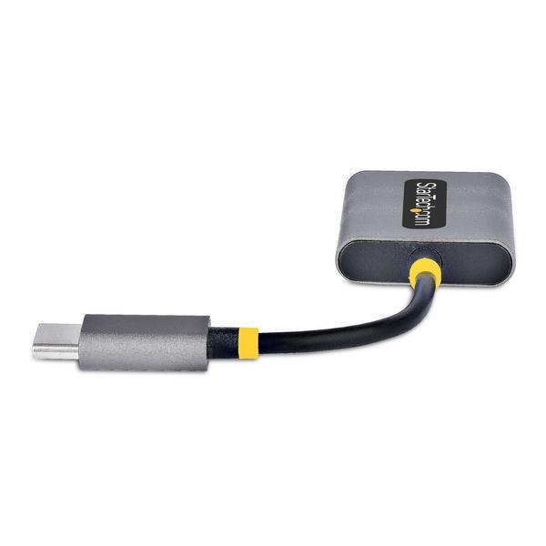 StarTech.com Adaptateur Casque USB-C, Double Casque USB-C avec Entrée Mic - Répartiteur audio - 24 pin USB-C mâle droit pour jack mini femelle droit - 7 cm - noir, gris sidéral