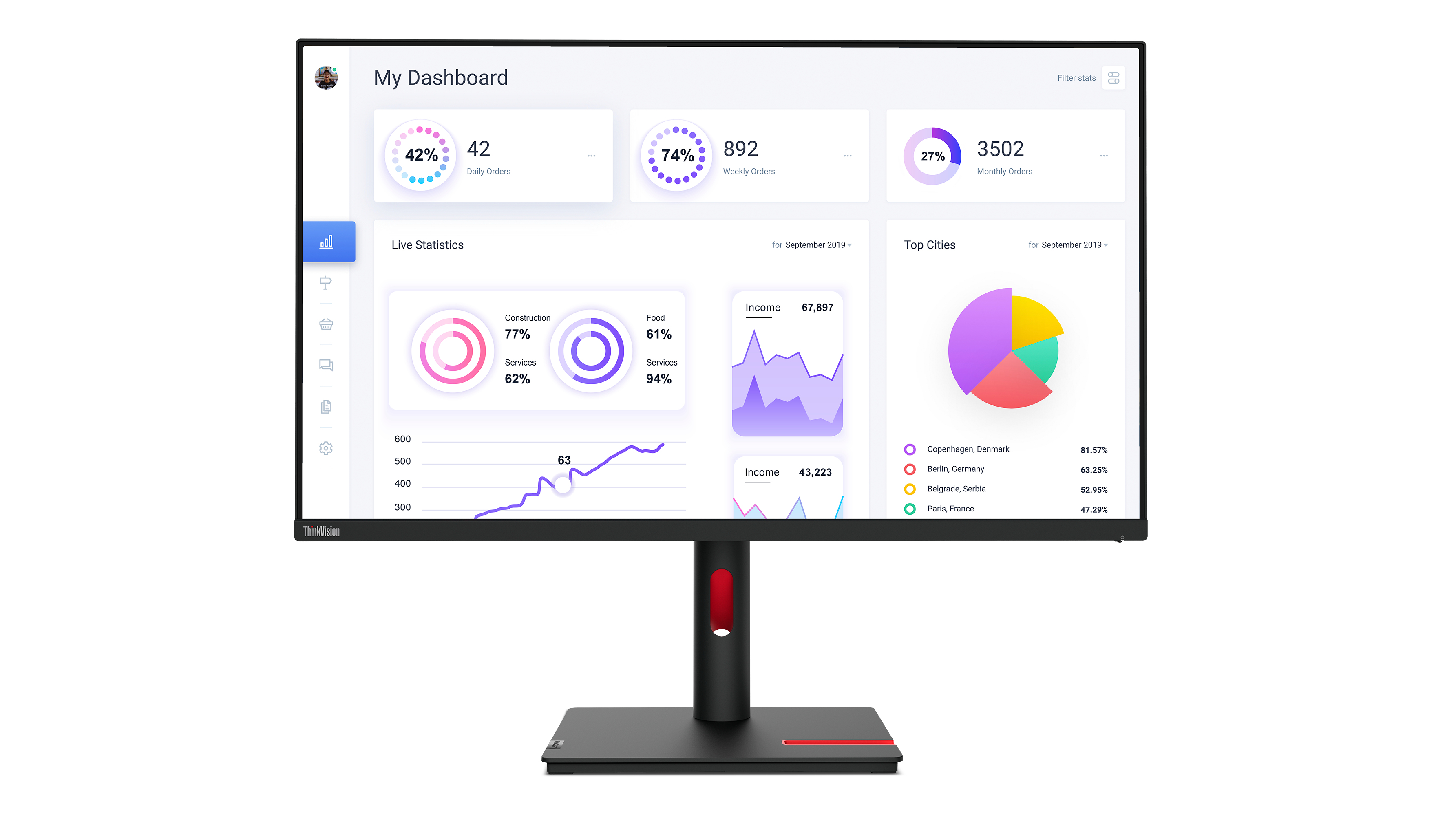 Lenovo ThinkVision T32p-30 - Écran LED - 31.5" - 3840 x 2160 4K - IPS - 350 cd/m² - 1000:1 - HDR10 - 4 ms - HDMI, DisplayPort, USB-C - noir corbeau