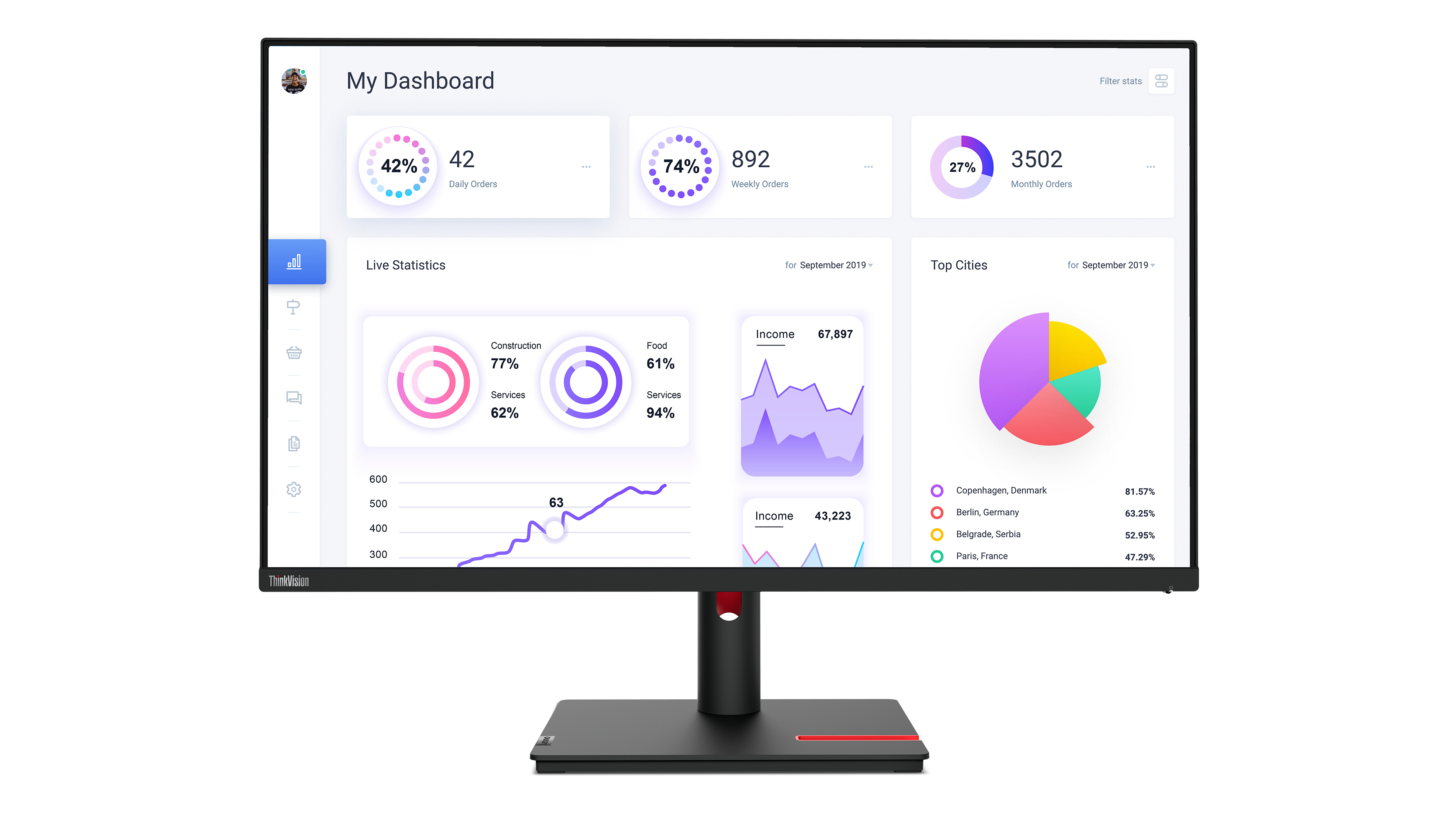Lenovo ThinkVision T32p-30 - Écran LED - 31.5" - 3840 x 2160 4K - IPS - 350 cd/m² - 1000:1 - HDR10 - 4 ms - HDMI, DisplayPort, USB-C - noir corbeau